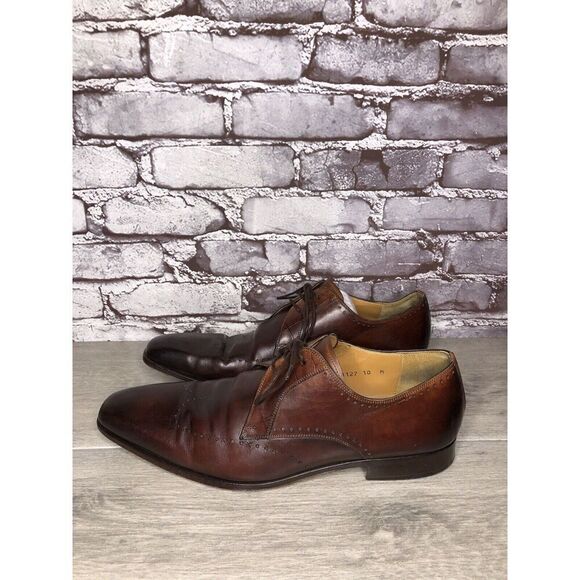 Magnanni Neiman Marcus Burnished Brown Leather Wingtip Dress Shoes Men Sz 10M US main image 11